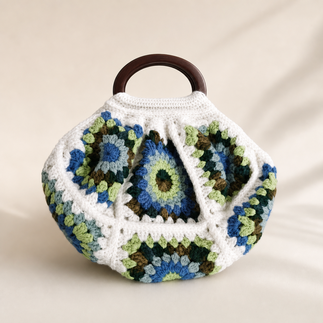 Crochet Owl Handbag in Blue Green