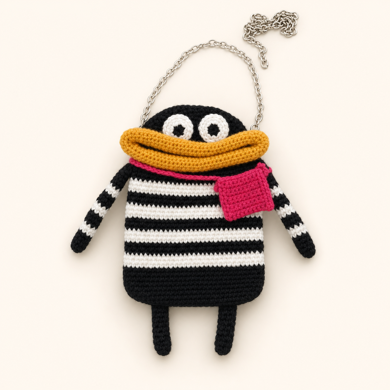 Striped Crochet Bee Keychain