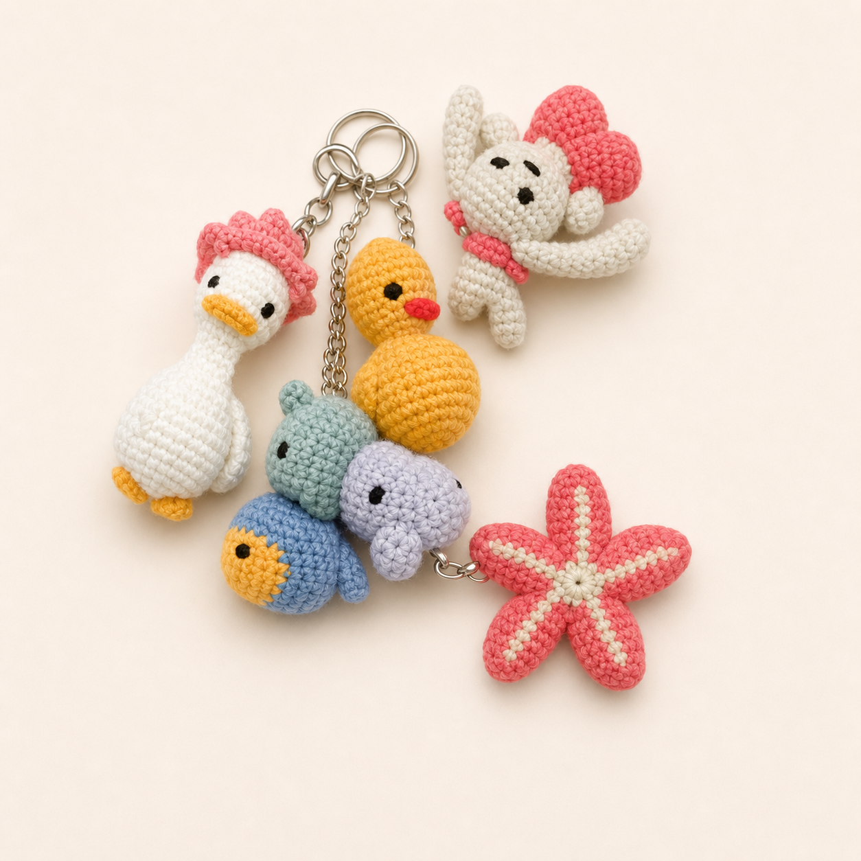 Crochet Mini Animal Keychain Set